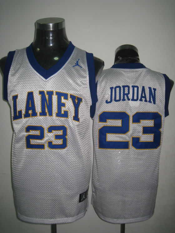 NBA Laney High School 23 Michael Jordan White Throwback Jersey